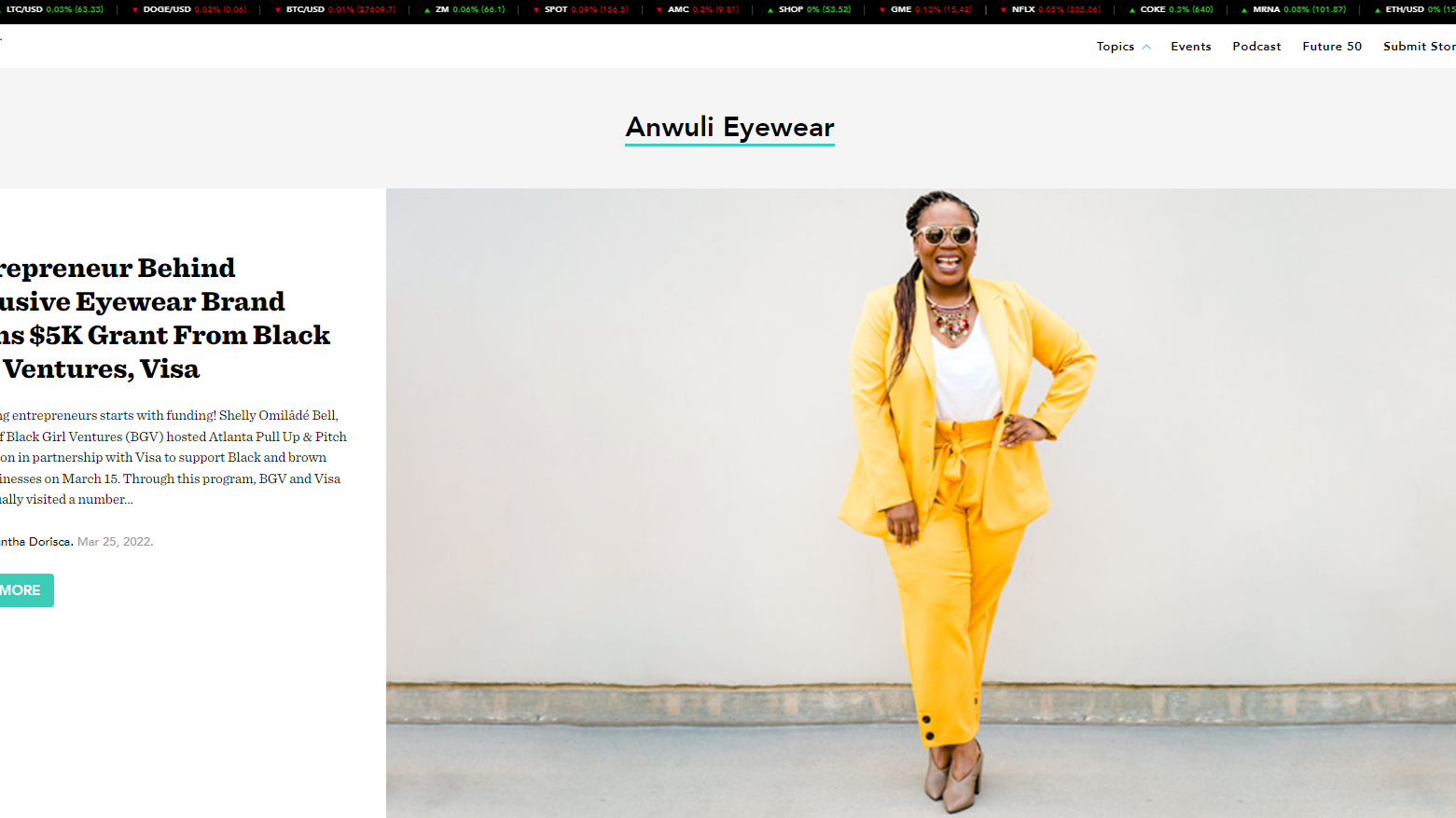 AfroTech Article on Anwui Eyewear