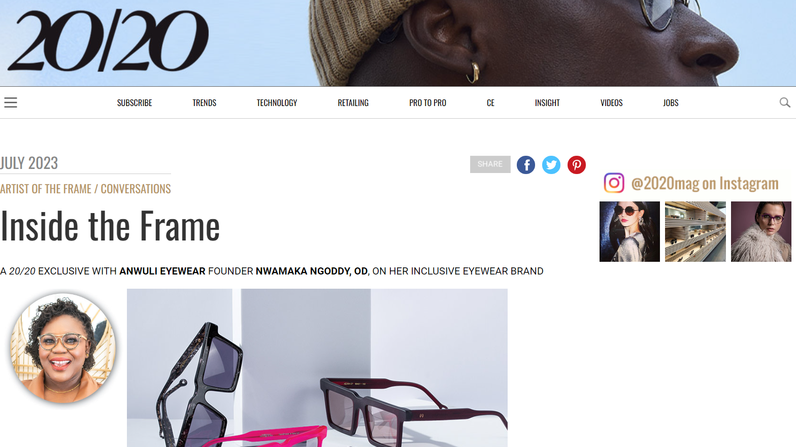 2020 Mag Article on Anwuli Eyewear