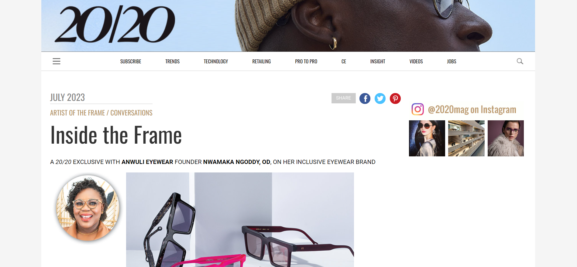 2020 Mag Article on Anwuli Eyewear